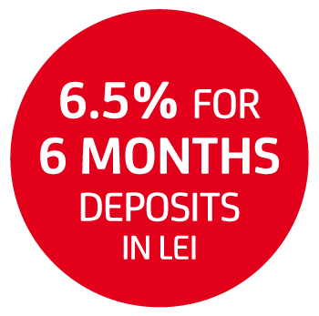 6.5 % for 6 months deposits in lei